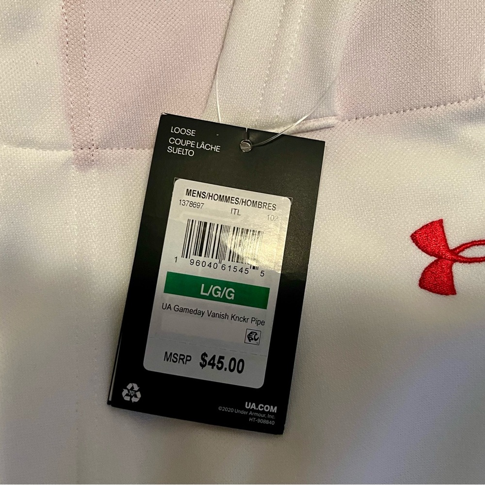 LG White Athletic Shorts with Red Logo